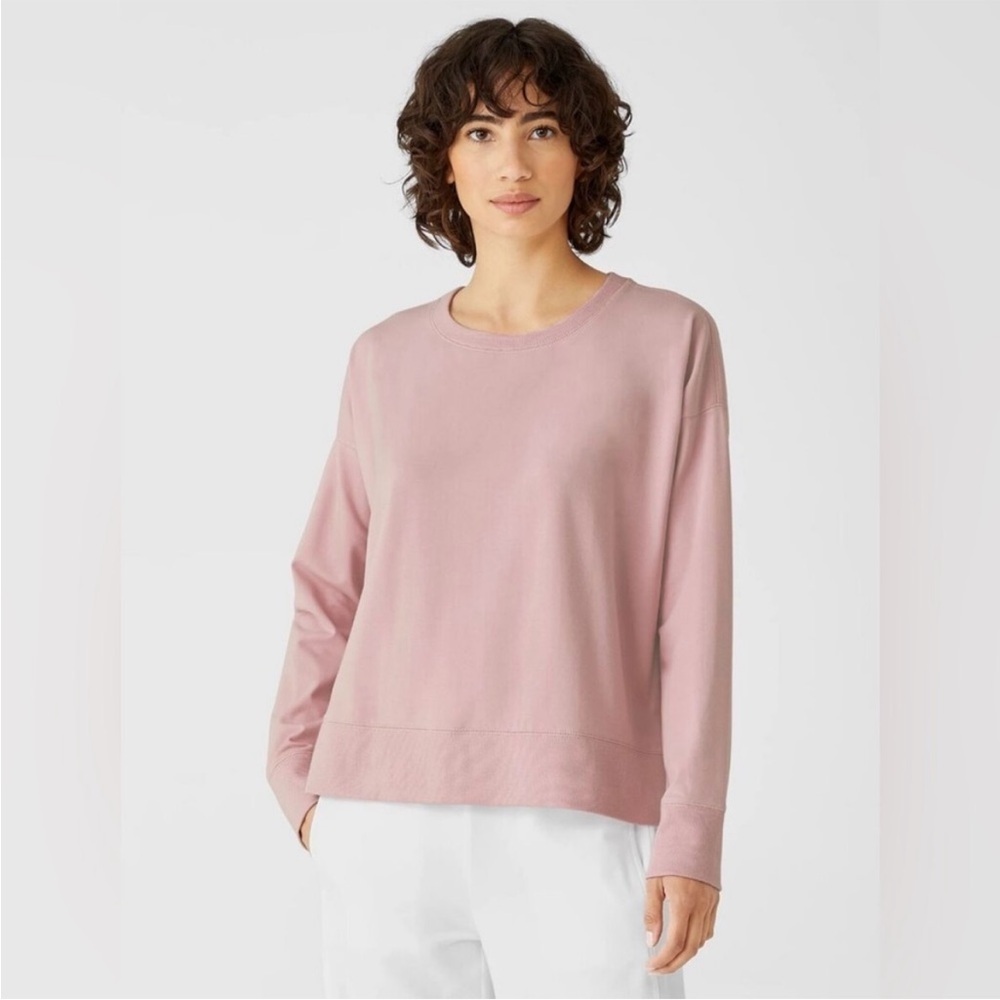 Eileen Fisher Pink Pima Cotton Jersey Box Sweatshirt, NWOT